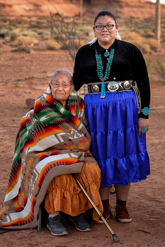 Senior Native American Grandmother With Teenage Granddaighter Stock ...