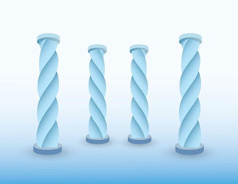 A set of ice blue pillars or columns of building in prehistoric period vector