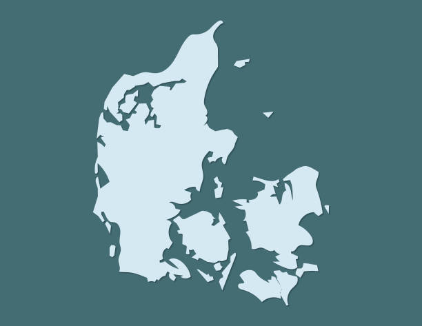 暗い背景図に青い境界線を使用してデンマーク地図ベクトル - denmark点のイラスト素材／クリップアート素材／マンガ素材／アイコン素材