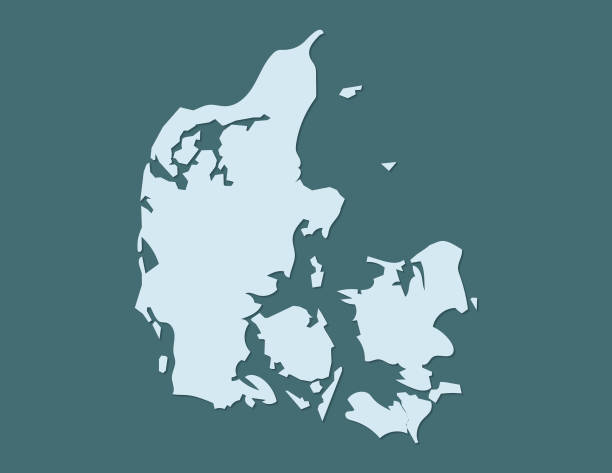 Denmark map vector using blue border lines on dark background illustration Denmark map vector using blue border lines on dark background denmark stock illustrations