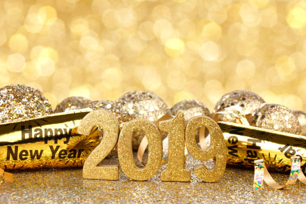 istock New Years Eve 2019 decorations with twinkling background 1069418886