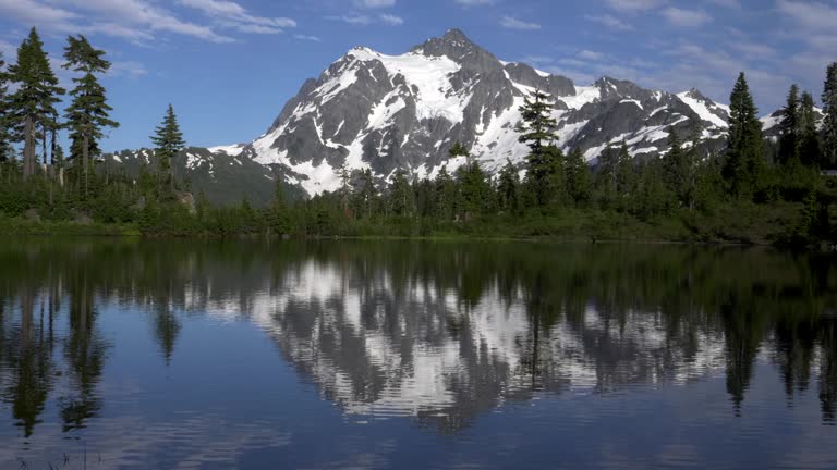 evening at picture lake with mt shuksan reflected on the lake