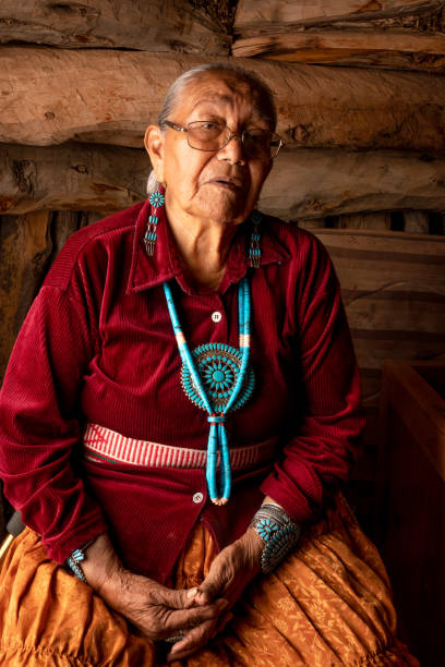 istock Beautiful Eighty Five Year Old Senior Native American Navajo Woman Posing Inside an Authentic Hogan 1069425126