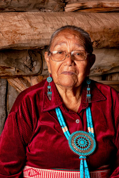 istock Beautiful Eighty Five Year Old Senior Native American Navajo Woman Posing Inside an Authentic Hogan 1069425660