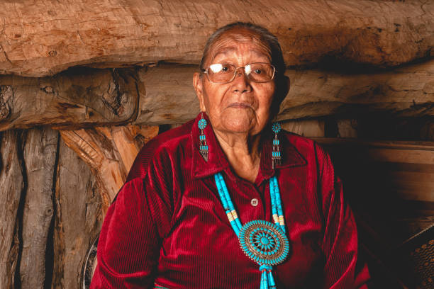 istock Beautiful Eighty Five Year Old Senior Native American Navajo Woman Posing Inside an Authentic Hogan 1069425676