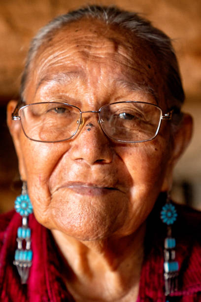 istock Beautiful Eighty Five Year Old Senior Native American Navajo Woman Posing Inside an Authentic Hogan 1069425694