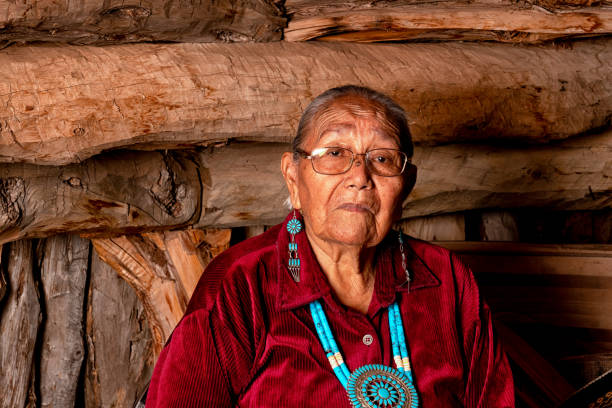 istock Beautiful Eighty Five Year Old Senior Native American Navajo Woman Posing Inside an Authentic Hogan 1069426170