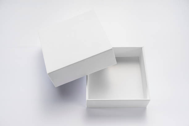 An empty white box stock photo