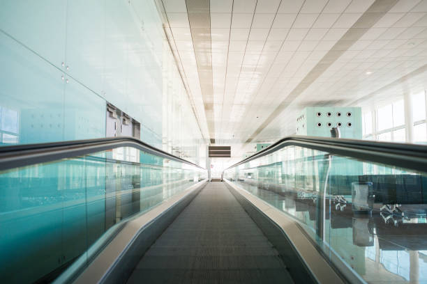 Barcelona, Spain - February 21, 2022: Terminal 1 of Bacelona airport in Spain.