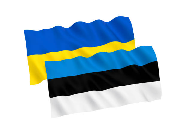 istock Flags of Ukraine and Estonia on a white background 1069444050