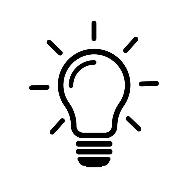 ilustrações, clipart, desenhos animados e ícones de vetor de ícone em linha lâmpada, isolado no fundo branco. estilo simples para design gráfico - light bulb