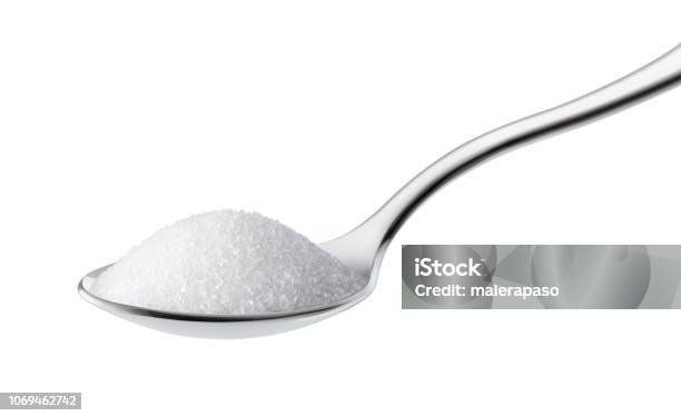 Teaspoon Of Sugar On White Background Stock Photo - Download Image Now - Sugar - Food, Spoon, Salt - Seasoning