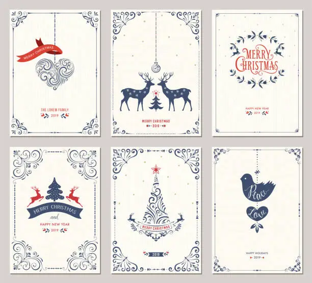 Vector illustration of Ornate Christmas Greeting Cards_01