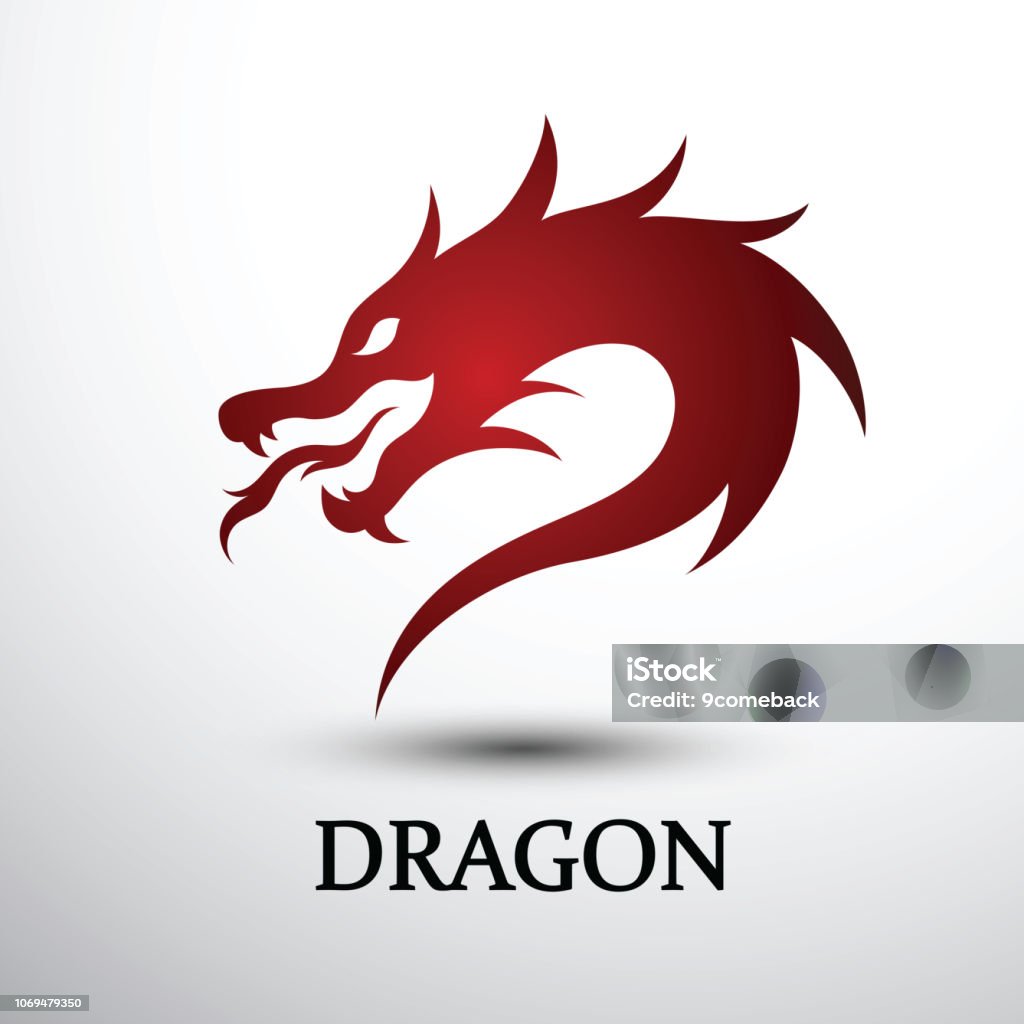 Chinese Dragon vector Chinese dragon silhouette flat color logo design, vector illustration Dragon stock vector