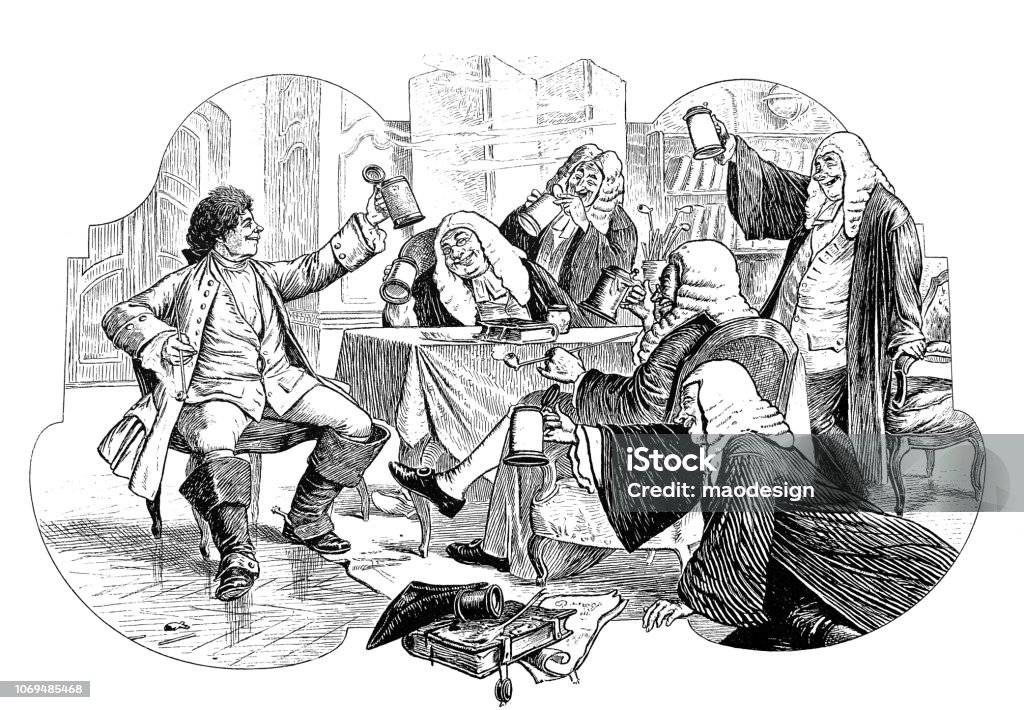 Drinking with judges - 1896 Drunk stock illustration