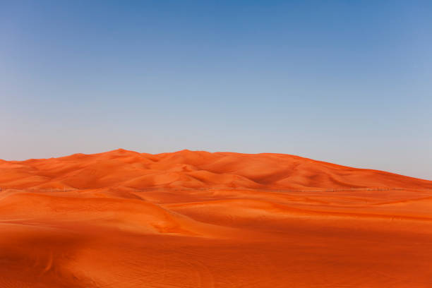 istock desert sand and dunes with clear blue sky. 1069485946