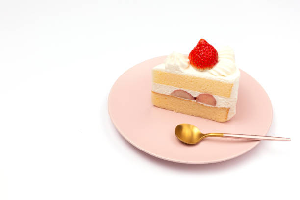 Strawberry shortcake on the pink plate