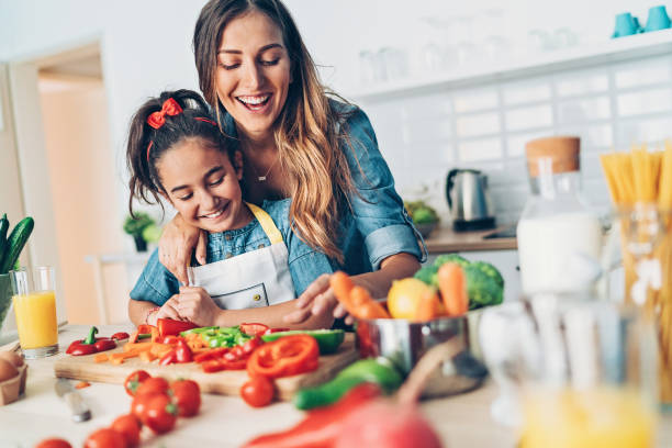 istock Mother and daughter cooking together 1069488304