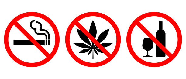 ilustrações de stock, clip art, desenhos animados e ícones de prohibited signs 2 - canábis narcótico