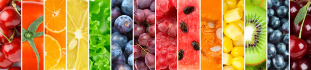 istock Background of fresh fruits and vegetables 1069490314