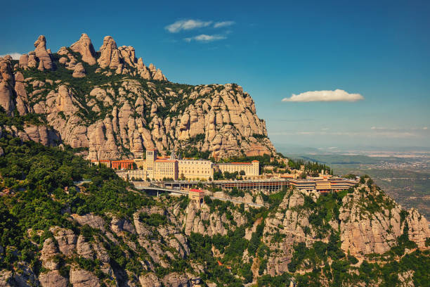 View to Montserrat Monastery in Monserrat Natural park in Catalonia, Spain View to Montserrat Monastery in Monserrat Natural park in Catalonia, Spain monastery stock pictures, royalty-free photos & images