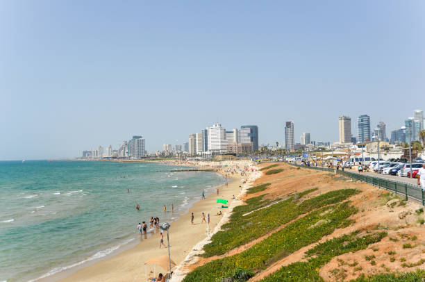 istock Panoramic view of beach in Tel Aviv 1069495676