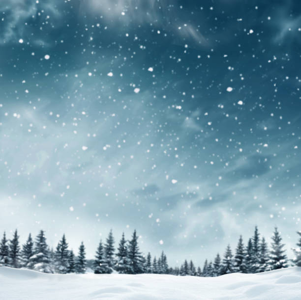 istock Beautiful winter landscape with snow covered trees.Christmas background 1069495814