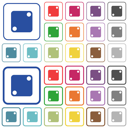 Domino two color flat icons in rounded square frames. Thin and thick versions included.