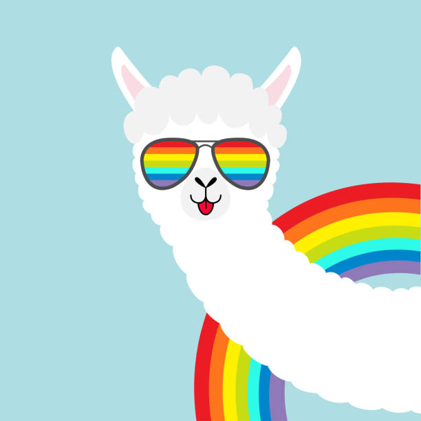 Llama Alpaca Animal Face In Rainbow Glassess Fluffy Hair Fur Cute Cartoon Funny Kawaii Character Tshirt Greeting Card Poster Print Gay Symbol Collection Flat Design Blue Background Stock Illustration - Download Image Llama Alpaca Animal Face In Rainbow Glassess Fluffy Hair Fur Cute Cartoon Funny Kawaii Character Tshirt Greeting Card Poster Print Gay Symbol Collection Flat Design Blue Background Stock Illustration - Download Image