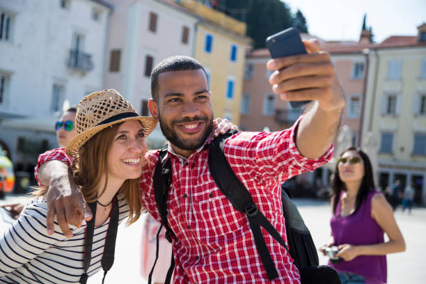 istock Friends taking selfie with smart phone 1069500782