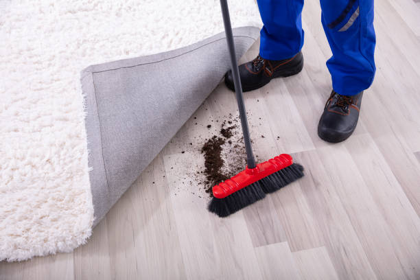 istock Janitor Cleaning Dirt Under The Carpet 1069504570