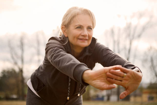 Mature woman exercising