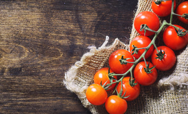 istock Branch with fresh cherry tomatoes. Ripe red tomatoes. 1069510056