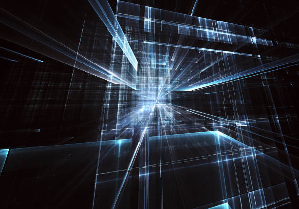 istock Abstract 3D fractal background, texture. Virtual Neon City 1069512330