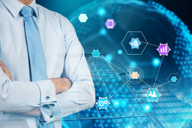 istock Crossed arms businessman, iot sketch 1069514668
