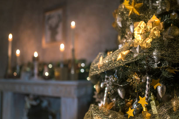 istock Christmas Decoration on Tree in Gold and Silver Color 1069517872