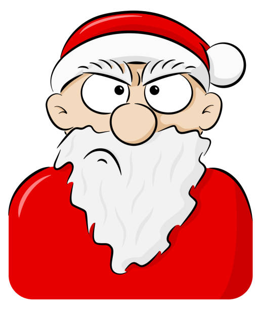 bildbanksillustrationer, clip art samt tecknat material och ikoner med porträtt av en arg jultomten - santa hat
