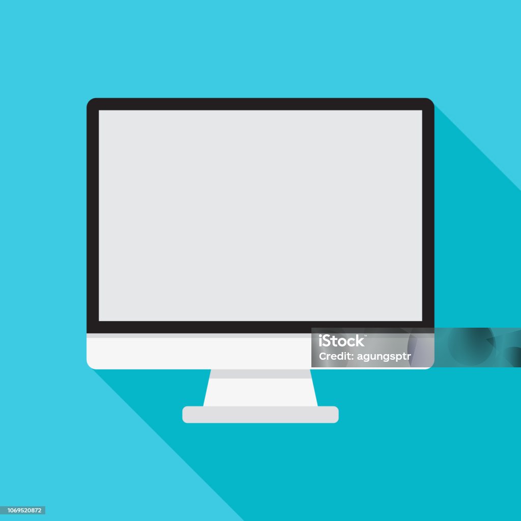Computer Screen Graphic Simple Computer Screen Illustration With Flat Design Style On Blue Background ...