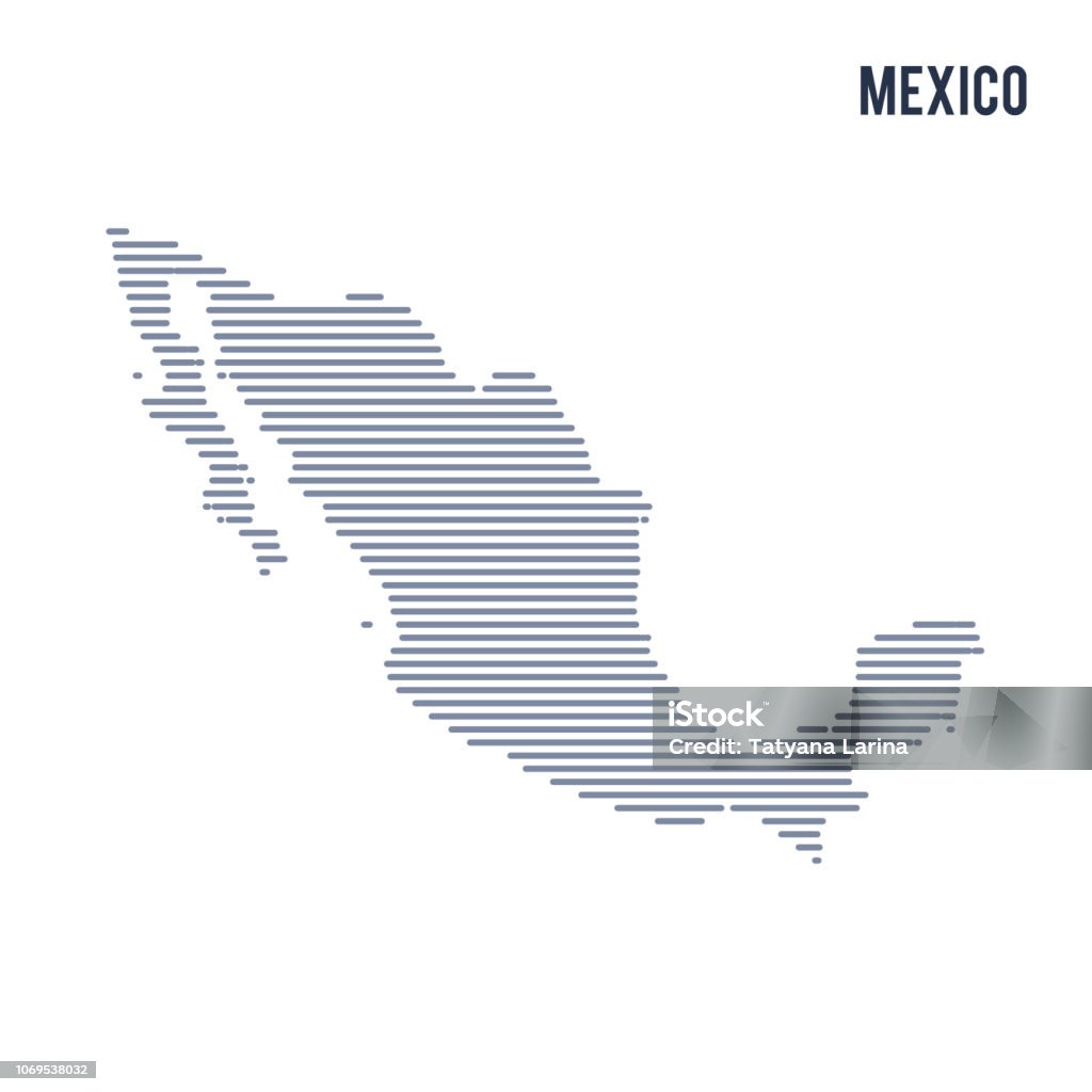 Mexico Abstract Map Vector Abstract Hatched Map Of Mexico With Lines Isolated On A White ...