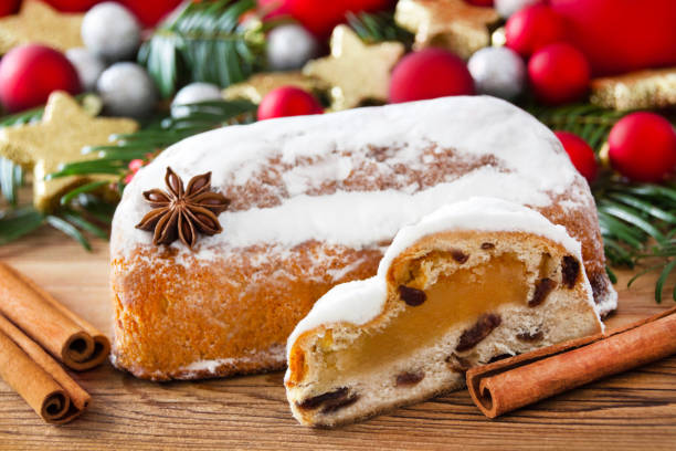 istock German Christstollen cake with marzipan and decorations 1069539310