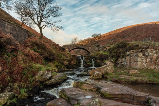 istock A waterfall and stone packhorse bridge at Three Shires Head. 1069540820