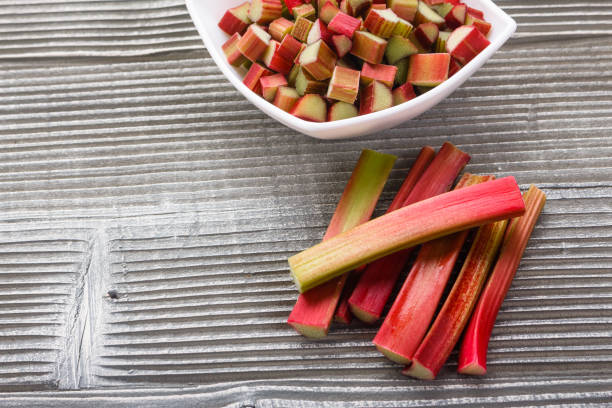 istock fresh rhubarb on a wooden rustic background 1069540924