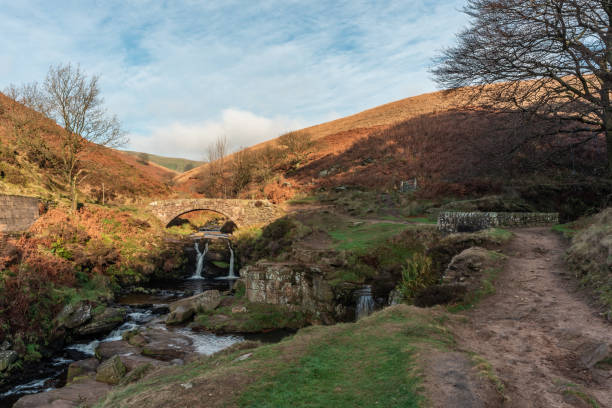 istock A waterfall and stone packhorse bridge at Three Shires Head. 1069541376