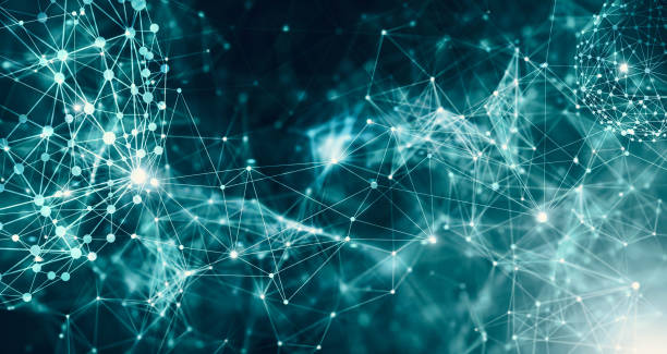 istock Concept of Network. Abstract futuristic technology with polygonal shapes on dark blue background. Connection technologies backdrop, internet communication. 1069541414