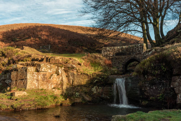 istock A waterfall and stone packhorse bridge at Three Shires Head. 1069541710