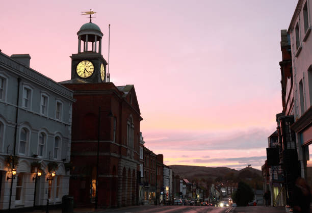 istock Bridport Town Hall after sunset 1069542458