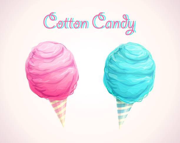 Pink and blue cotton candy icons. Vector art. Pink and blue cotton candy icons. Vector illustration. candyfloss stock illustrations