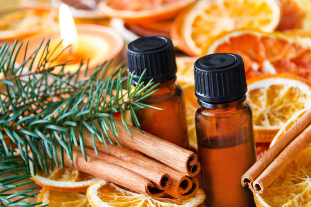 istock Wintertime scent oil with oranges and cinnamon 1069549716