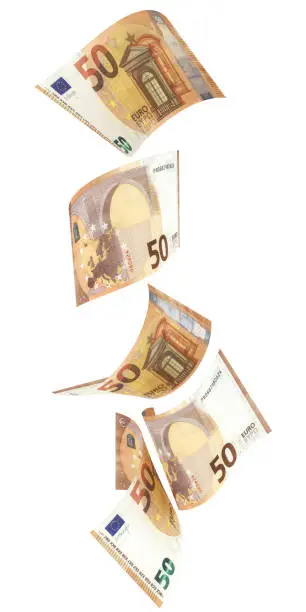 50 Euro (2017) notes in vertical order - 3d illustration