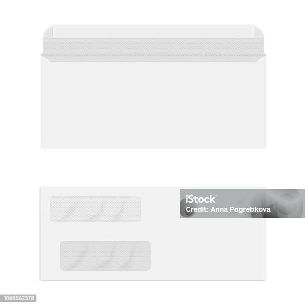 Window Envelope Long Pattern Two Window Envelope With Security Pattern Vector Mockup Stock ...